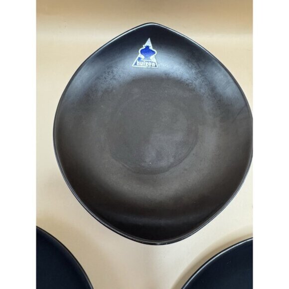 3 Small Huizen Vintage 1950s Onyx Black Collect Plates Ceramic, Made In Holland - Picture 3 of 8